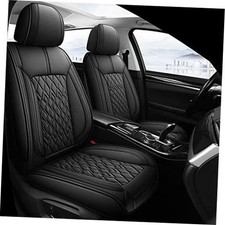 Leather Car Seat Covers Front Pair, Waterproof Breathable FRONT SET B-BLACK