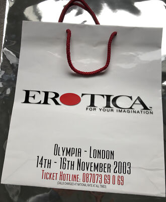 Erotik 2003 Olympia London - seltene Papiertüte mit Kordelgriff - Sammlerstück