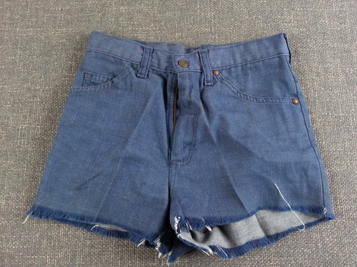 Vintage Retro 1970s Twister Cut Off Jean Shorts Kids Blue Denim