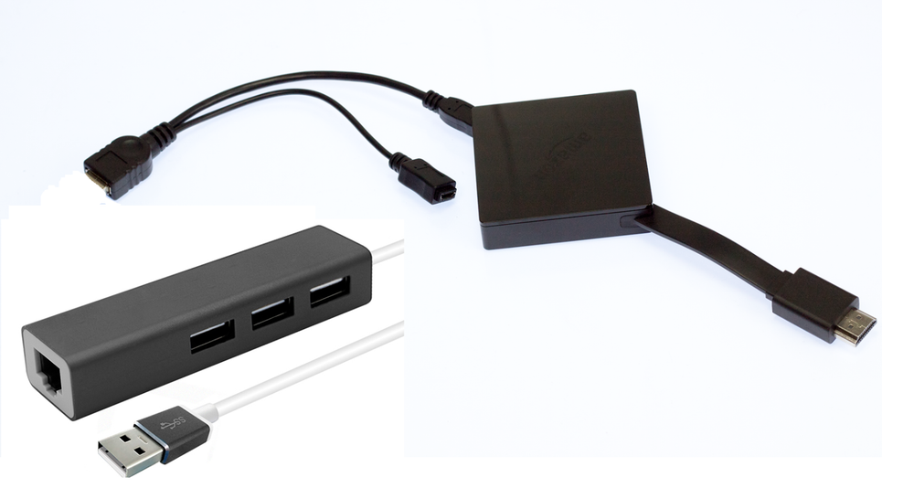 3-Port USB Hub with LAN Ethernet & OTG Adapter for Fire Tablet Gen 2-4