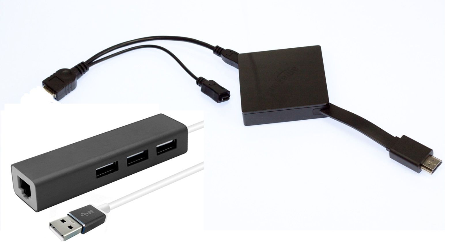3 PORT USB HUB LAN Ethernet connector & OTG adapter for Amazon Fire (Gen 2 3 &4)