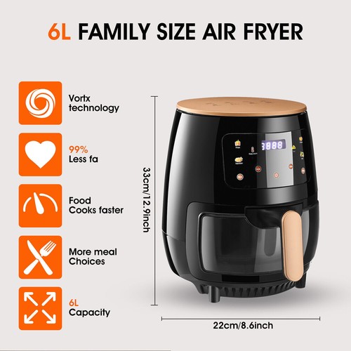 LCD Digital Air Fryer Cooker Ovens Low Fat Healthy Oil free Frying Kitchen 6L Sj - Picture 4 of 14