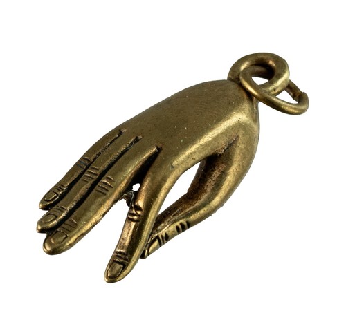 Buddha Hand Pendant Mudra Buddha Figurine Brass From Thailand #8054 - Picture 7 of 9