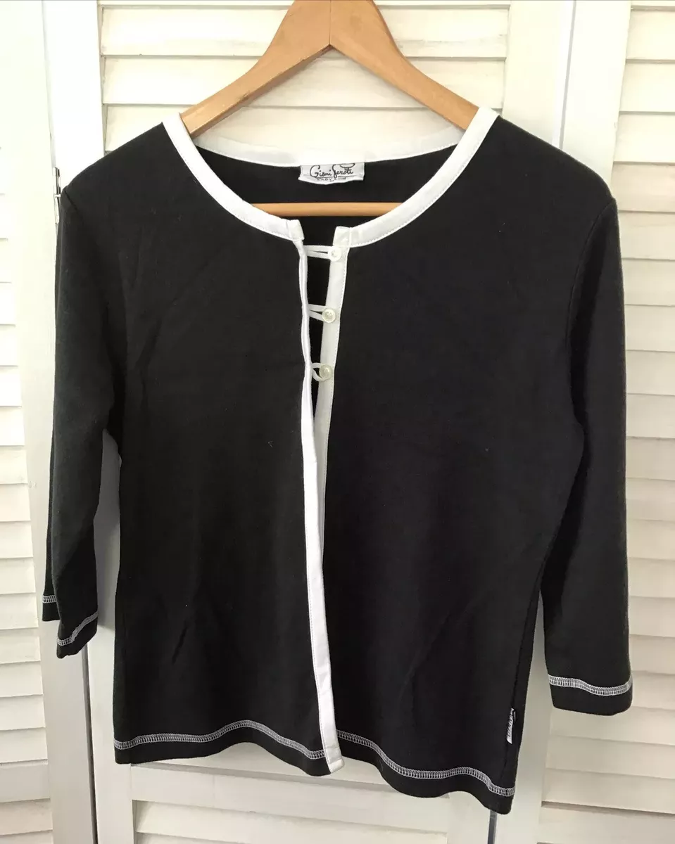 GIANI FEROTI Lady Line Size Medium Smart Cardigan Top Monochrome