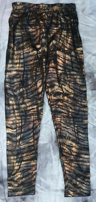Schwarze Leggings mit Kunstschlange oder Tiermotiv Small Medium D8K4