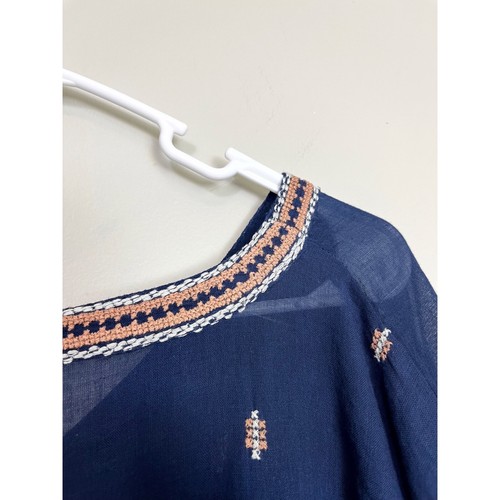 NWT Garnet Hill Blue Embroidered Cotton Cover Up Dress Swimsuit Cover Up OS - Picture 8 of 13