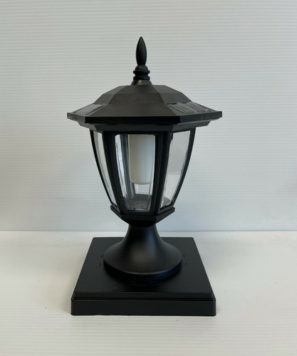 2pcs Solar Hexagon Lights w/ Flickering Flame Torch Light Post Cap or Wall Mount - Picture 2 of 3