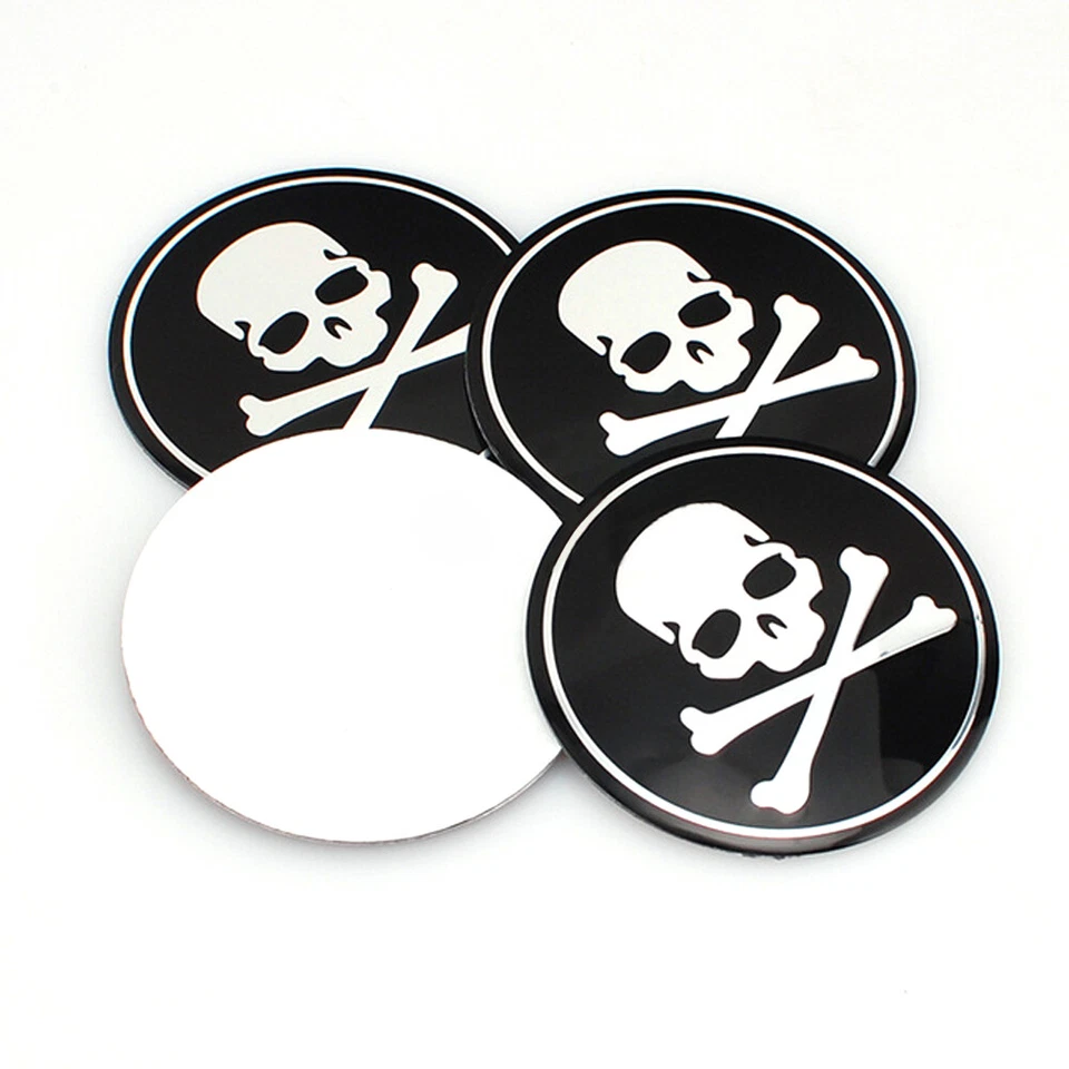 4pcs 56mm 3D Car Wheel Center Hub Cap Rim Covers Skull Decoration Sticker Emblem - Изображение 3 из 4
