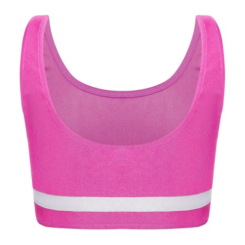 Girls Crop Top Sleeveless Shirt Gymnastics Vest Figure Skating Tops Jogging Bra - Picture 19 of 47
