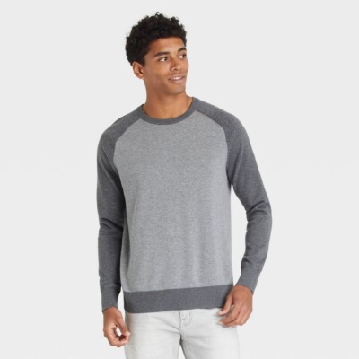 Men's Standard Fit Crewneck Pullover Sweater - Goodfellow & Co XL Grey