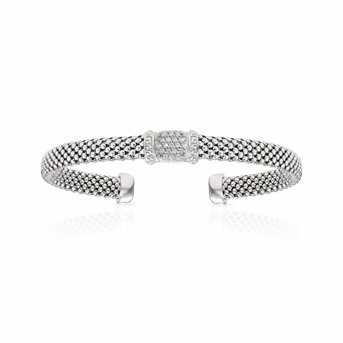 アクセサリー Italy 925 balls cuff bangle 925 Solid Sterling Silver CZ Bar Italian Cuff Bracelet Slip