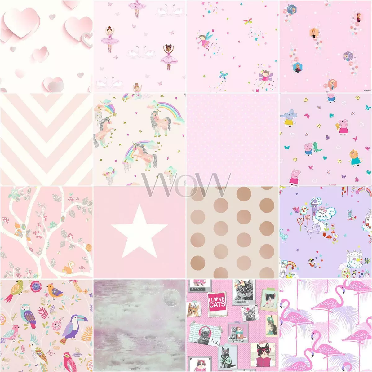 PINK　UNICORN　MERMAID　+MORE　WALLPAPER　KIDS　NURSERY　BEDROOM　STARS　LILAC　eBay　GIRLS　DOTS