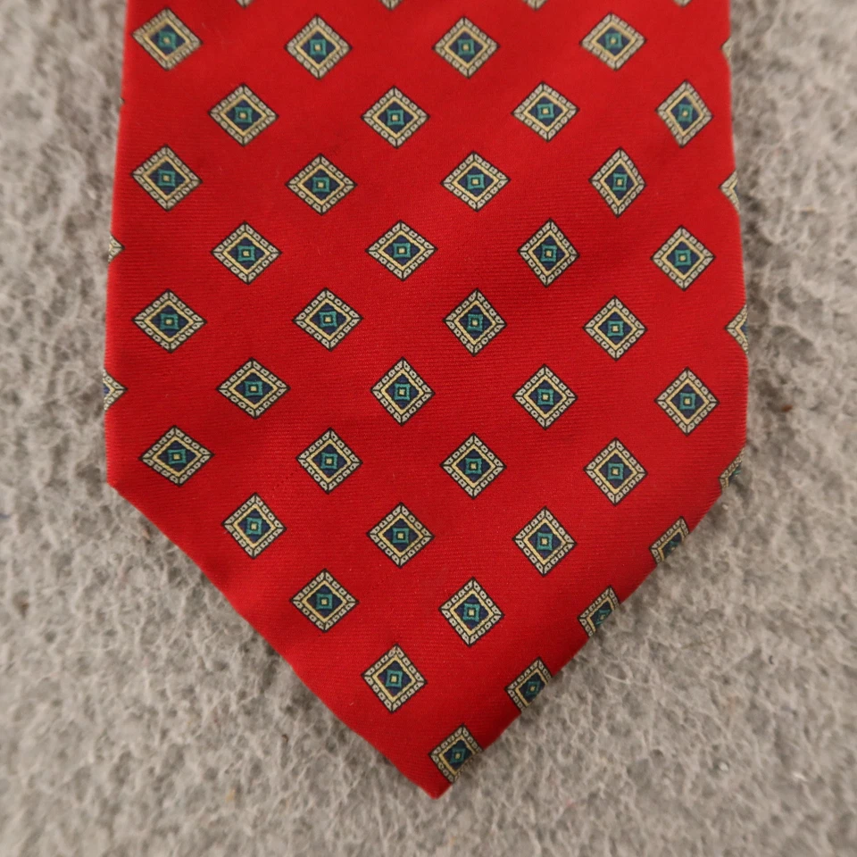 Corbata Claybrooke Diamantes Rojo Azul Geométrica 100% Seda 3.75" Foto 2 de 4