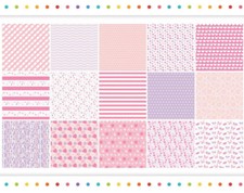 FLOWER GIRL 6x12Paper Pk 15Designs 5SnglSided 5DblSided Pastel Feminine = 40 6x6