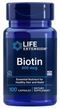 Life Extension Biotin 600 mcg for Healthy Hair Nails Skin 100 Capsules
