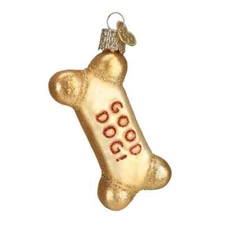 Old World Christmas Dog Biscuit Blown Glass Christmas Ornament