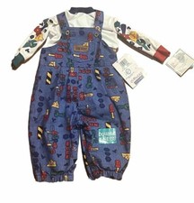Vintage Healthex Oshkosh B'Gosh Denim Overalls Set Toddler 12 Months Rare NWT
