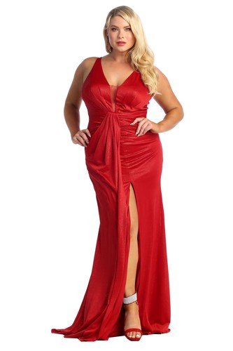 Womens Dresses For Formal Prom Evening Long V-Neck Sleeveless Sheath Plus Size - 第 11/12 張圖片