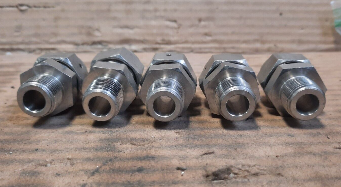 CAJON LOT OF 5 STRAIGHT FITTINGS (316 S'STL.)(3/8” ID)(NEEDS NEW O