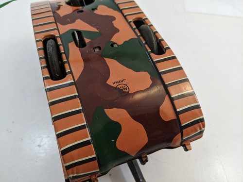 LINEMAR Tin Toy U.S. Army Tank 0213579 Camoflauge Battery Op Vintage 1950s Japan - Picture 9 of 11