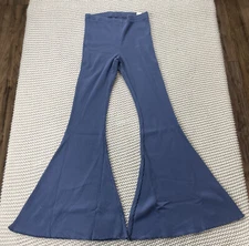 Aerie Kick-It Ribbed High Waisted Super Flare Pant Size XL Blue