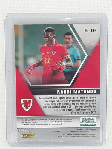 Rabbi Matondo 2021 Panini Mosaic UEFA EURO Soccer - #199 RED REACTIVE - Wales - Picture 2 of 2