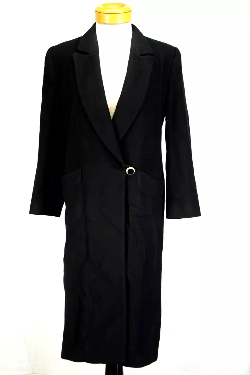 Saks Fifth Ave Fleurette 100 Cashmere Black Lined Long Maxi Winter Over Coat