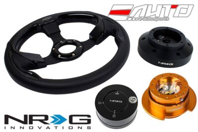 NRG 320mm Pilota Leather BK IN Steering Wheel 101H Hub Gen2.5 RG Release Lock LB