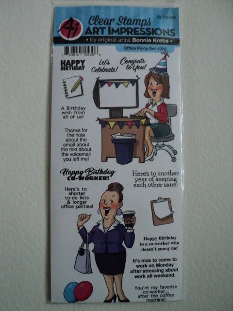 HAMPTON ART ART IMPRESSIONS BONNIE KREBS CLEAR STAMP SET 'OFFICE PARTY' BNIP
