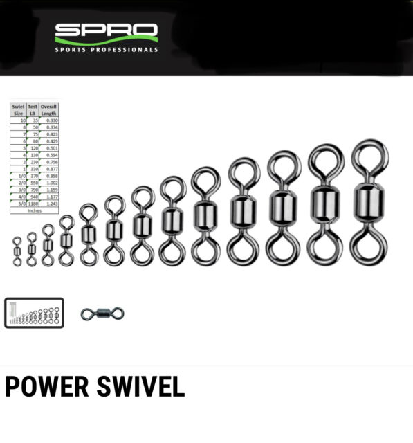 Spro SPSB-08-10 Power Swivel Black 50 lb 10 Per Pack