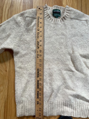 VTG 80s Savile Row Shetland Crew Sweater Wool L Trad Saddle Shoulder - Picture 7 of 8