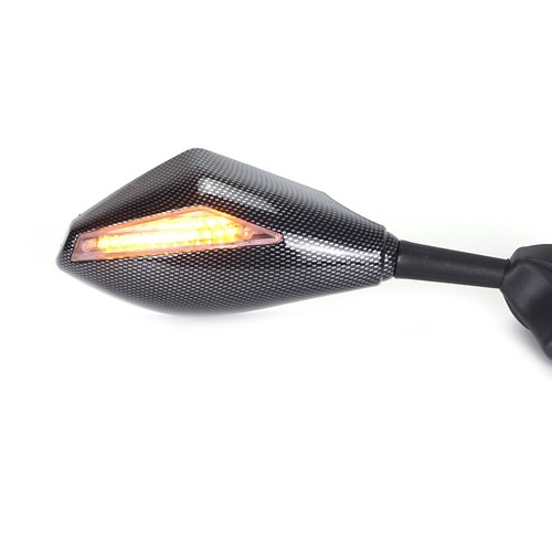 Rearview Mirrors With LED Turn Signal Light For Suzuki Yamaha Honda Kawasaki - Picture 5 of 8