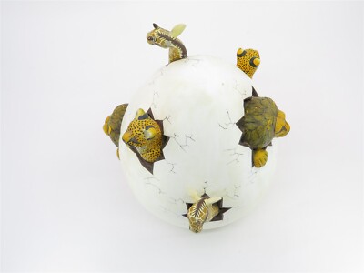 Sergio Bustamante Xochipilli Mexico Ceramic Egg Hatching Lions