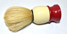 Vintage RED  WHITE Straight Razor Barbers Shaving Cream Brush