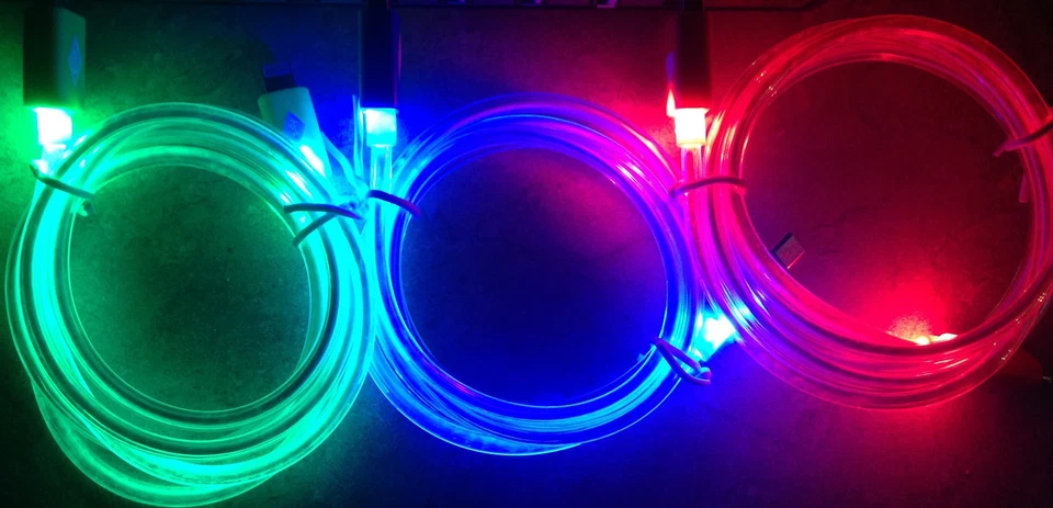 GLOW IN THE DARK light-up LED Cable charger MICRO USB FOR samsung galaxy s6 s7+ - Image 2 of 4