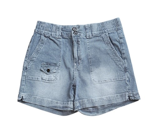 WESTBOUND Womens Size 8 Blue White Striped Denim Jean High Rise Shorts - Picture 1 of 6