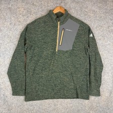 Eddie Bauer First Ascent Sweatshirt Mens Large Green 1/4 Zip Pullover Fleece