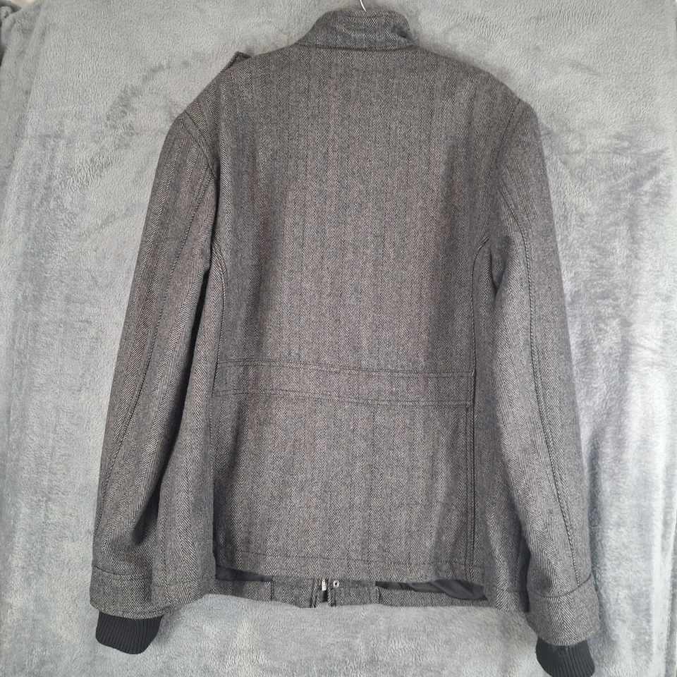 Merona Men's Herringbone Tweed Zip Jacket Gray Size XL - Image 2 of 4