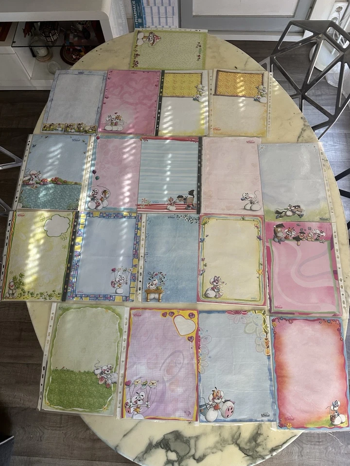 2 CLASSEURS GROS LOT DIDDL VINTAGE FEUILLES SACHETS ENVELOPPE PAPIER A LETTRE - Photo 4/4