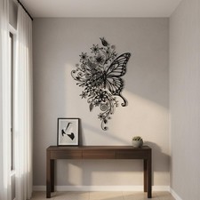 Butterfly Floral Metal Wall Art Elegant Nature Decor Modern Wall Sculpture