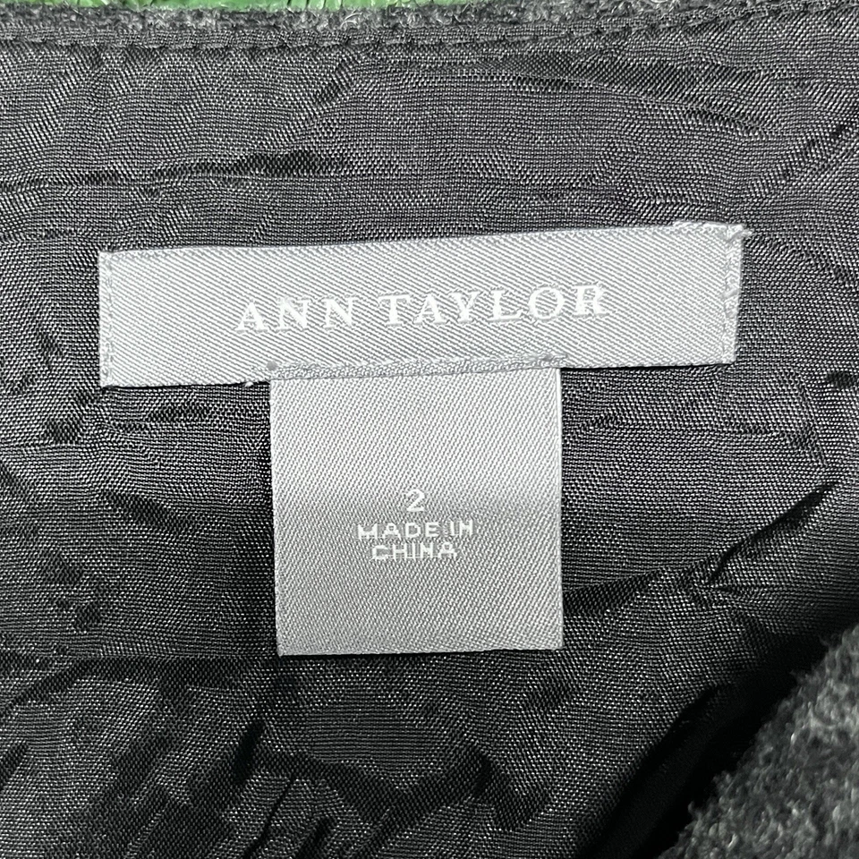 Falda mujer ANN TAYLOR 2 negra gris línea A estampado floral mezcla de lana dobladillo midi 3362 Foto 4 de 4