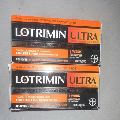 TWO Lotrimin Ultra Antifungal Foot Cream  1.1 oz EXP 2027 total 2.2OZ