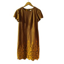 Ann Taylor Loft Lace Short Sleeve Dress Size S Small Mustard Yellow 