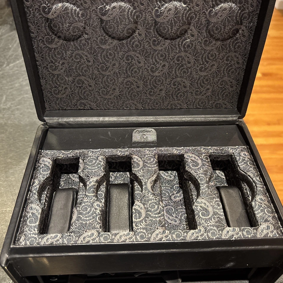 Reloj Automático Scatola Del Tempo Cuero Negro Enrollador Caja Paisley Interior Foto 3 de 4