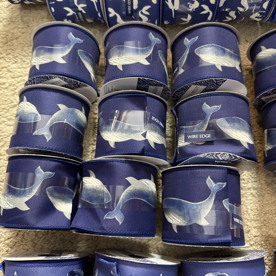 Turtle, Whale, Mermaid Ribbon 2 1/2” x 12’ Huge A Lot Of 30 Ocean Themed Ribbon - Image 3 of 4