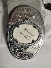 Silvertone Western Style Belt Buckle To Hold Gemstones, Silver Dollars etc