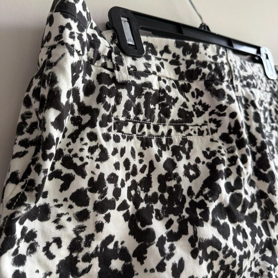 Pantalones Cortos J.Crew Para Mujer 10 Negro Blanco Leopardo Estampado Animal Algodón Informal Foto 4 de 4