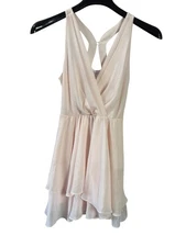 BCBGeneration Pink Sleeveless Layered Fit & Flare Mini Dress Lace Back Size 0