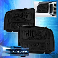 For 05-07 Ford F250 F350 F450 Super Duty Smoked Replacement Headlights Lamps Set