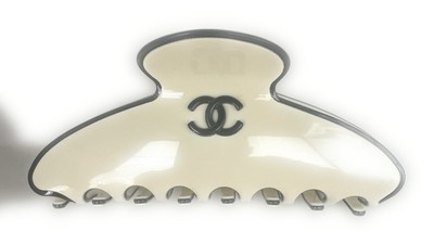 Gently Used Large Chanel Hair Clip Claw Cream Black 11 Cm | eBay